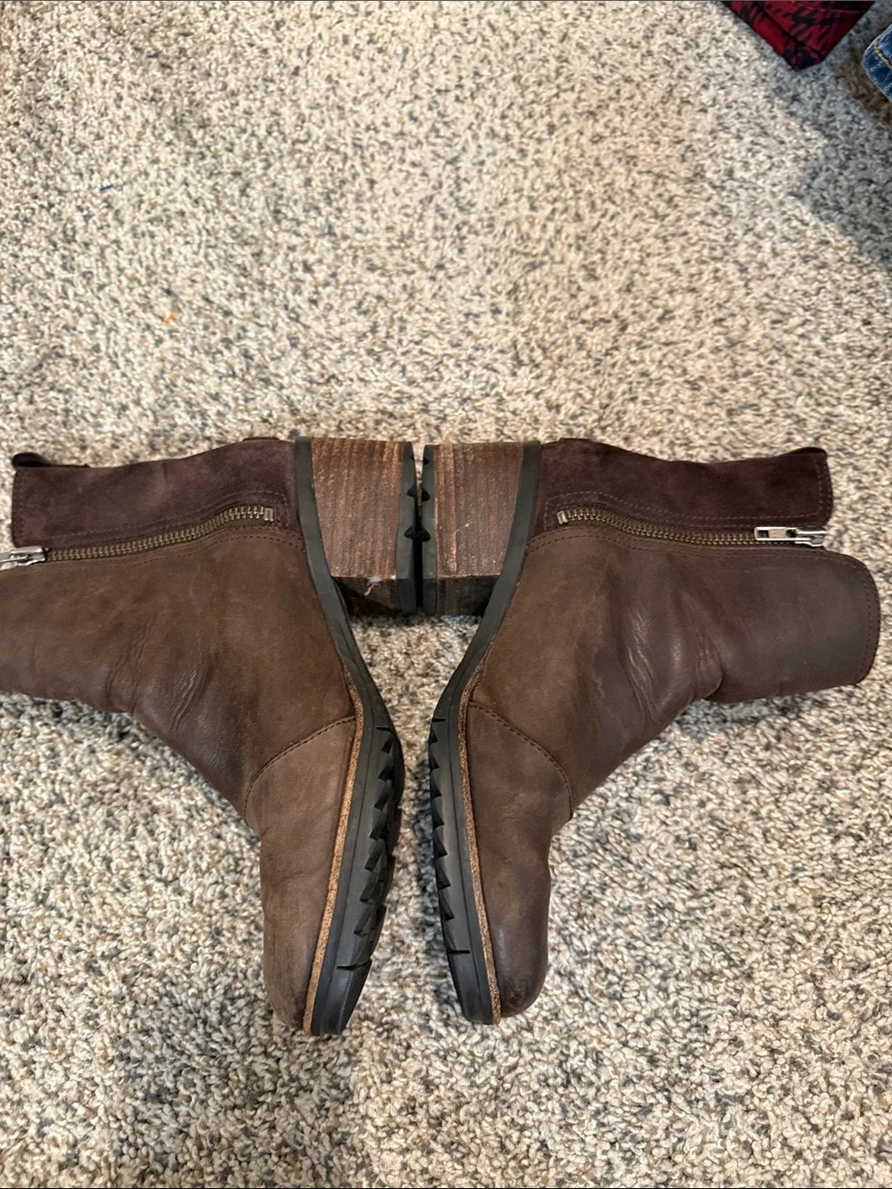 Sorel Womens Cate Bootie Block Heel Blackened Brown Boot Size 9.5 Fall Casual